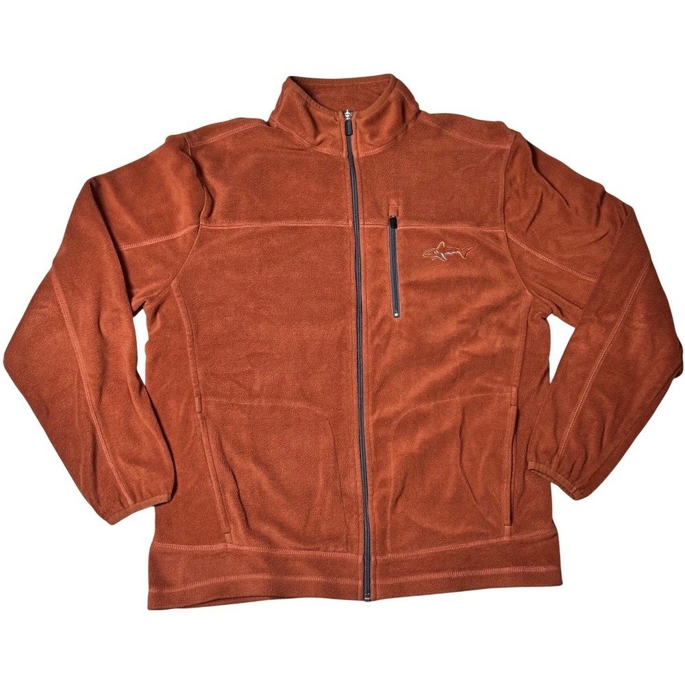 Greg Norman Tasso Elba Fleece Jacket Mens S Rust Orange Full Zip Golf